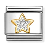 Nomination Composable Classic Link 030220/19 Star in 18K Gold & Silver Glitter Enamel